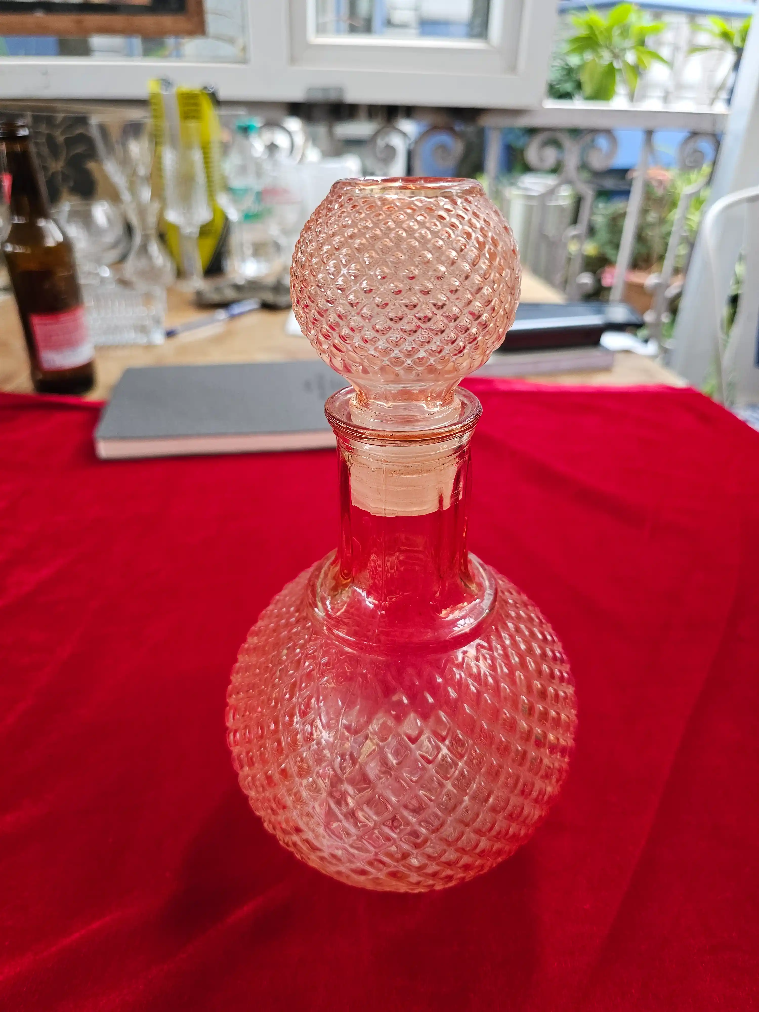 Pink Diamond-Cut Decanter