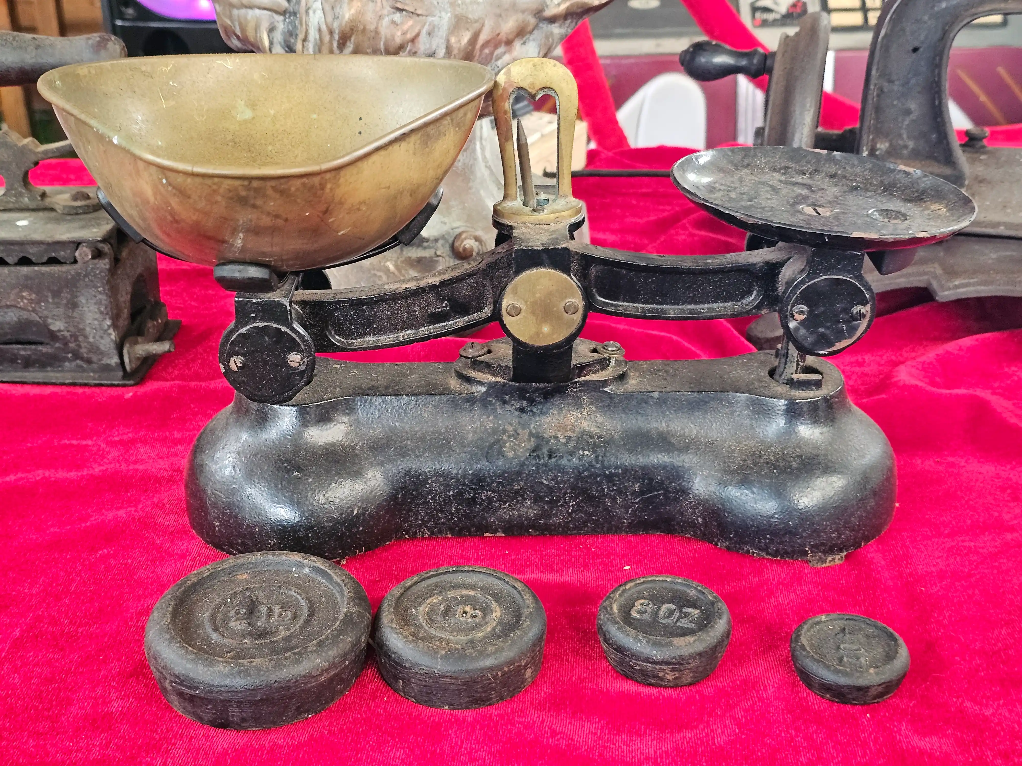 Cast Iron Balance Scale with Weights